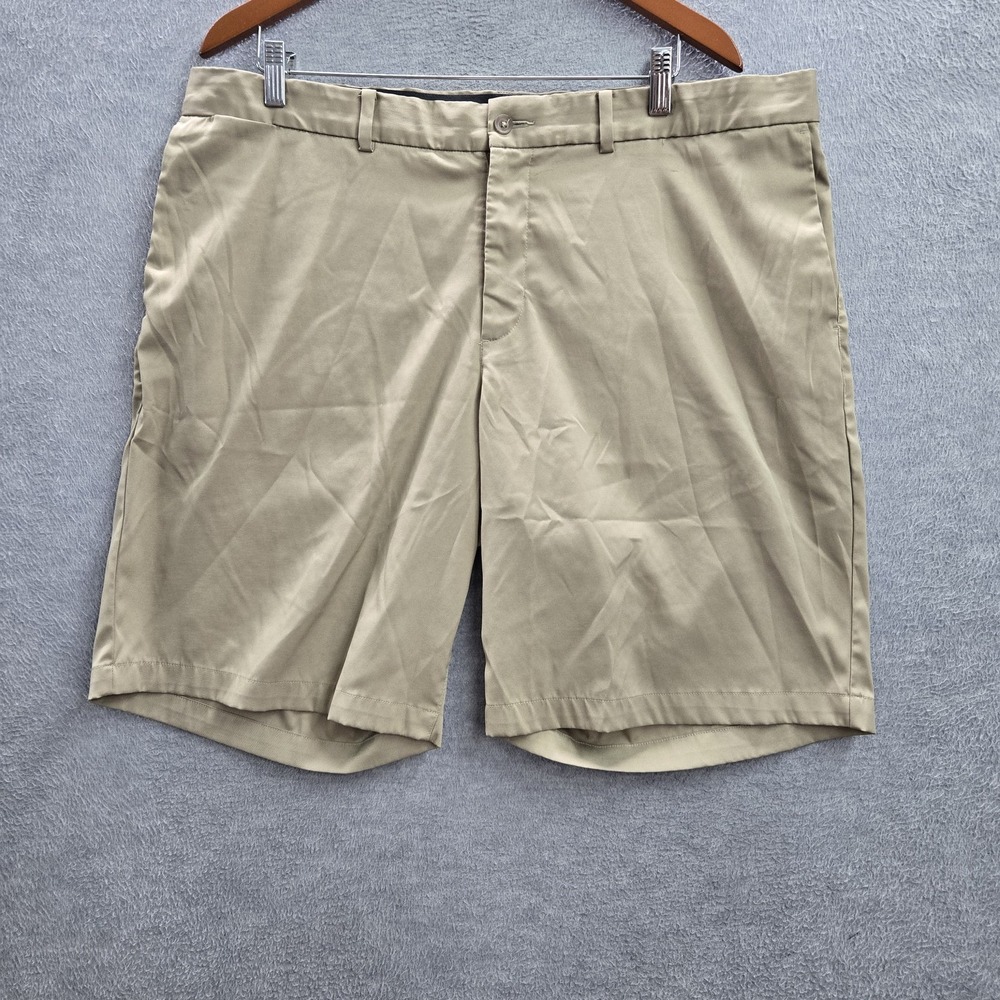 Nike Men Shorts 40 Khaki Embroidered Chino Dri-Fit Standard Fit Golf Shorts READ